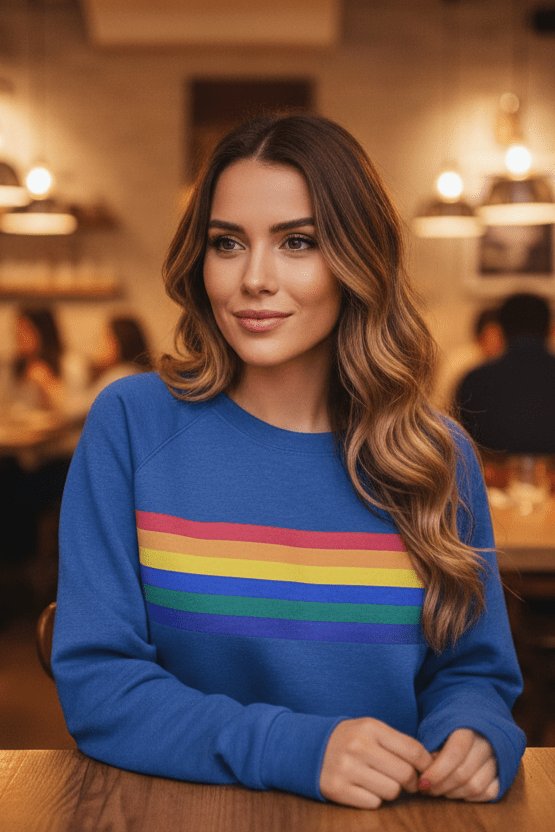 Mathilde | Kvinne Vintage Regnbue Stripet Avslappet Genser Lang Erme