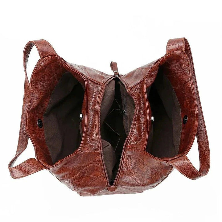 Nora | Kvinne Vintage Romslig Skulderveske Mykt Lær Hobo Veske