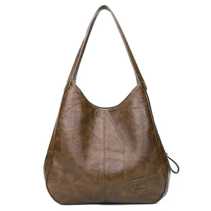 Nora | Kvinne Vintage Romslig Skulderveske Mykt Lær Hobo Veske