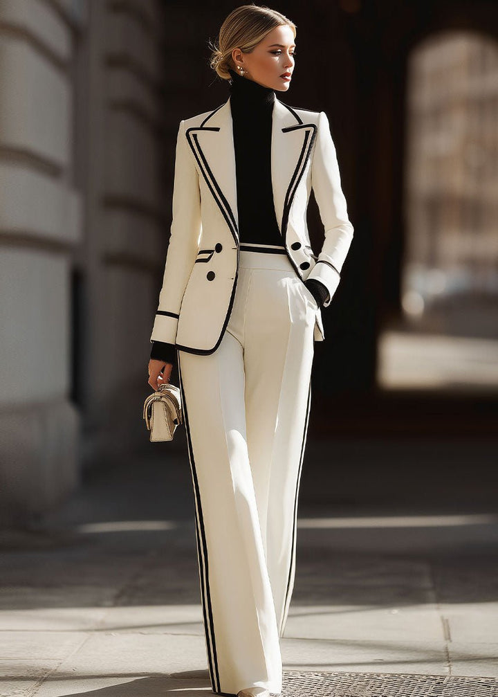 Liv | Dame Dress Dobbelspent Blazer med Kontraststing
