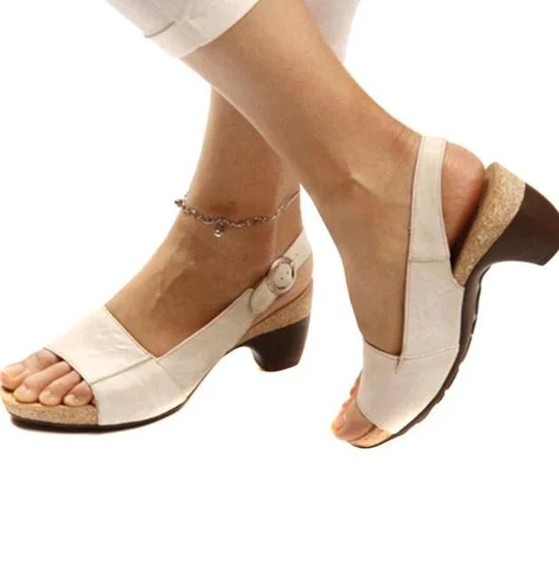 Alma | Kvinne Blokkhæl Slingback Sandaler Åpen Tå Spenne Stropp