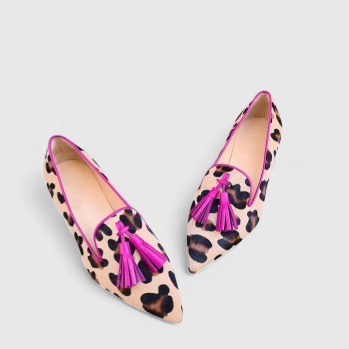 Ella | Kvinne Leopardmønstret Spiss Tå Tassel Loafers