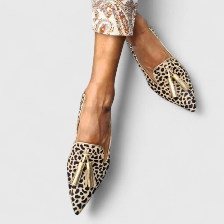 Ella | Kvinne Leopardmønstret Spiss Tå Tassel Loafers
