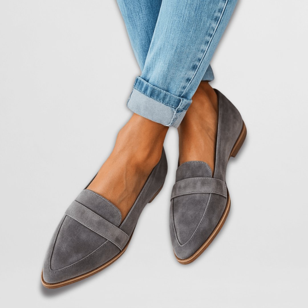 Laura | Kvinne Spiss Suede Loafers med Ergonomisk Innersåle
