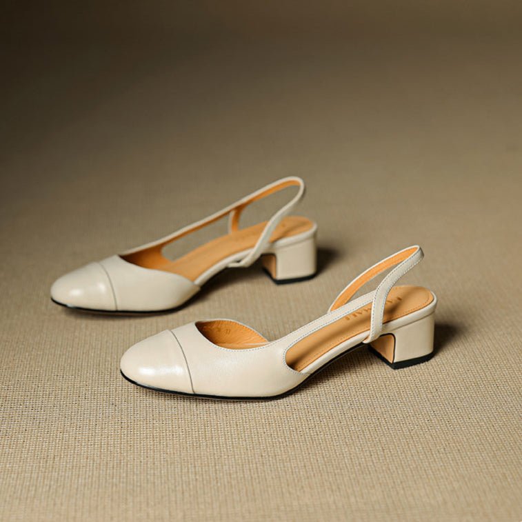 Sofia | Damers ekte skinn slingback pumps med mandeltå