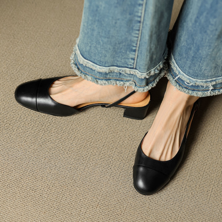 Sofia | Damers ekte skinn slingback pumps med mandeltå
