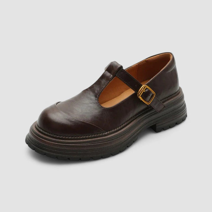 Olivia | Kvinne Retro Chunky Plattform T-bar Mary Jane Sko