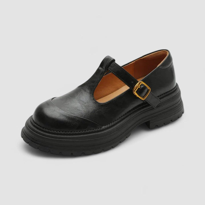 Olivia | Kvinne Retro Chunky Plattform T-bar Mary Jane Sko