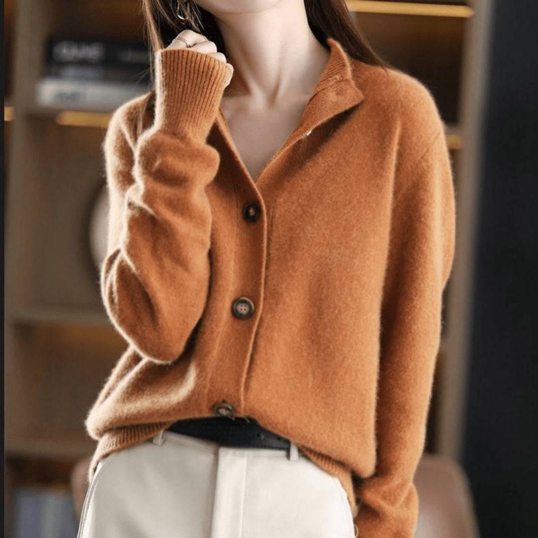 Astrid | Dame Myk Cashmere Knapp Cardigan Rund Hals