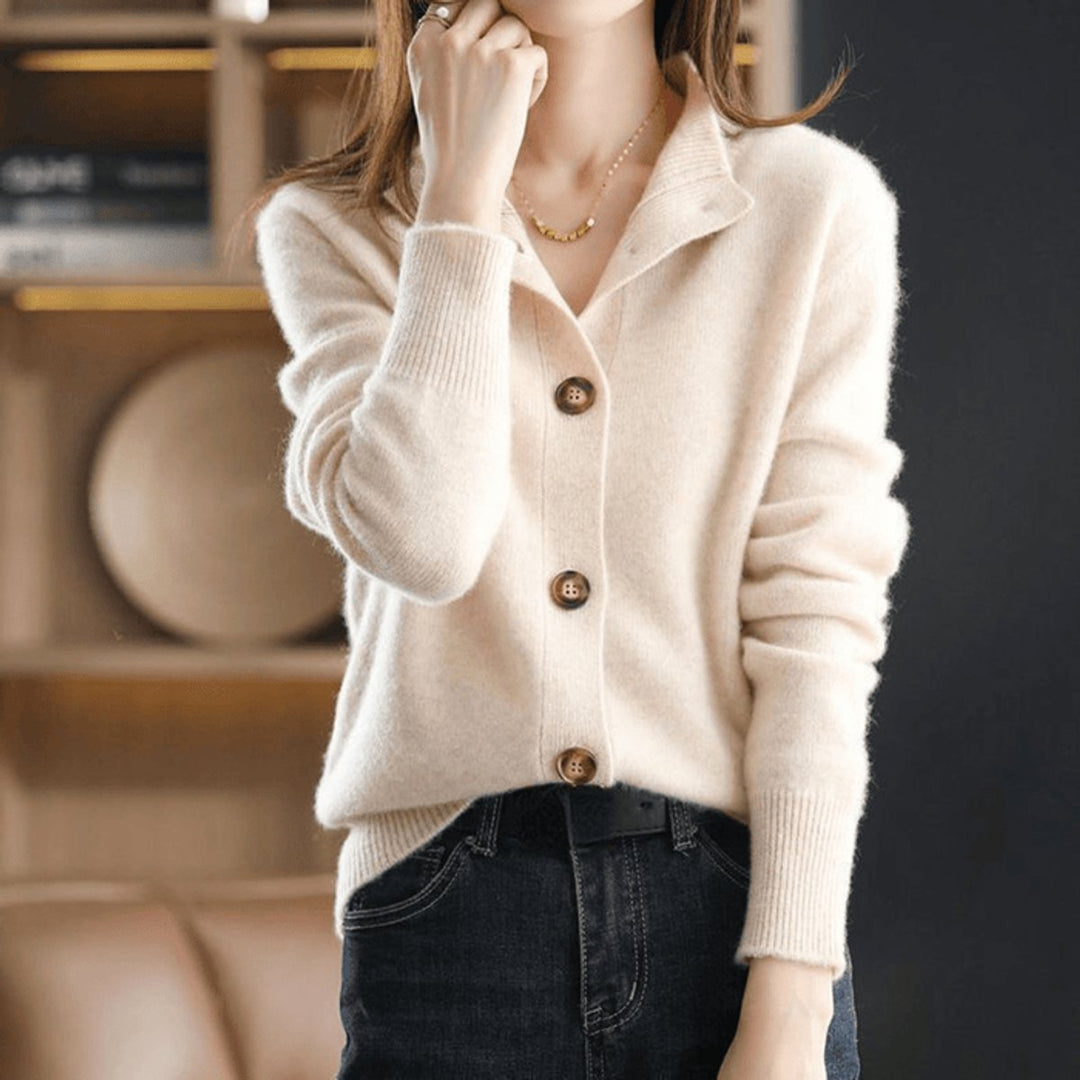 Astrid | Dame Myk Cashmere Knapp Cardigan Rund Hals