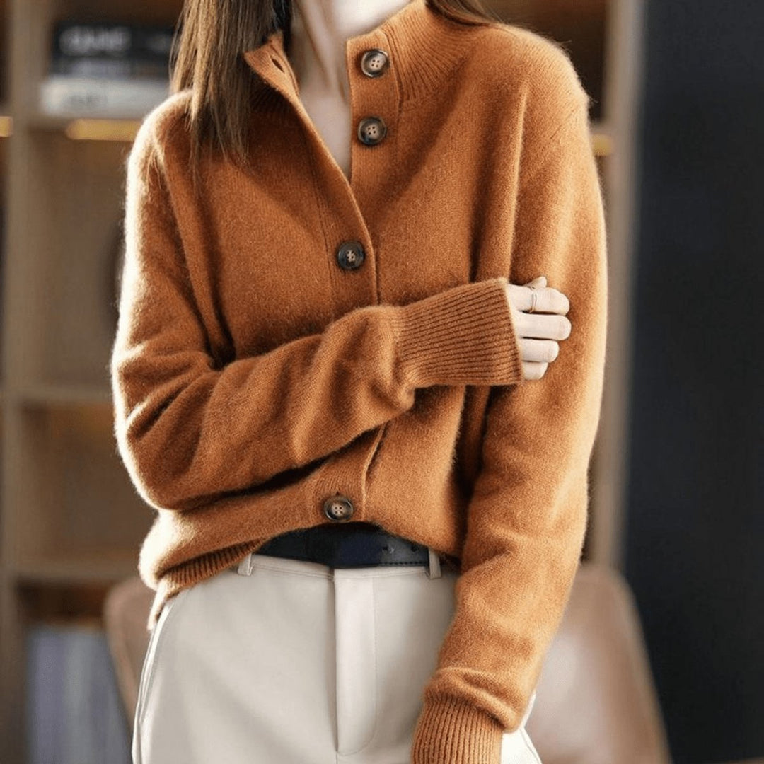 Astrid | Dame Myk Cashmere Knapp Cardigan Rund Hals