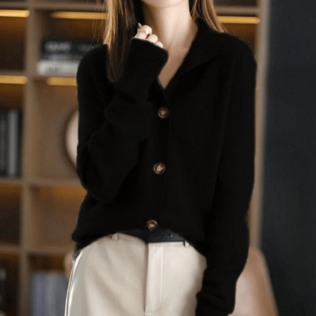 Astrid | Dame Myk Cashmere Knapp Cardigan Rund Hals