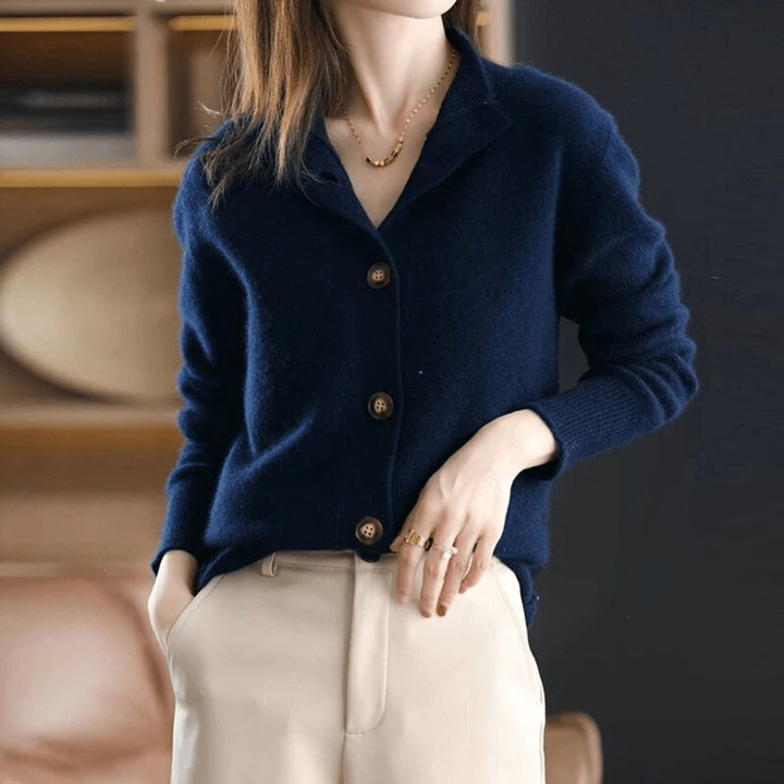 Astrid | Dame Myk Cashmere Knapp Cardigan Rund Hals
