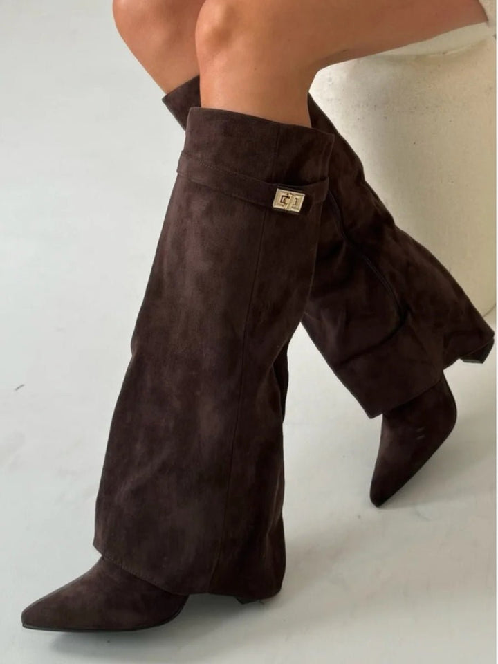 Maja | Kvinne Suede Elegante Høye Støvler
