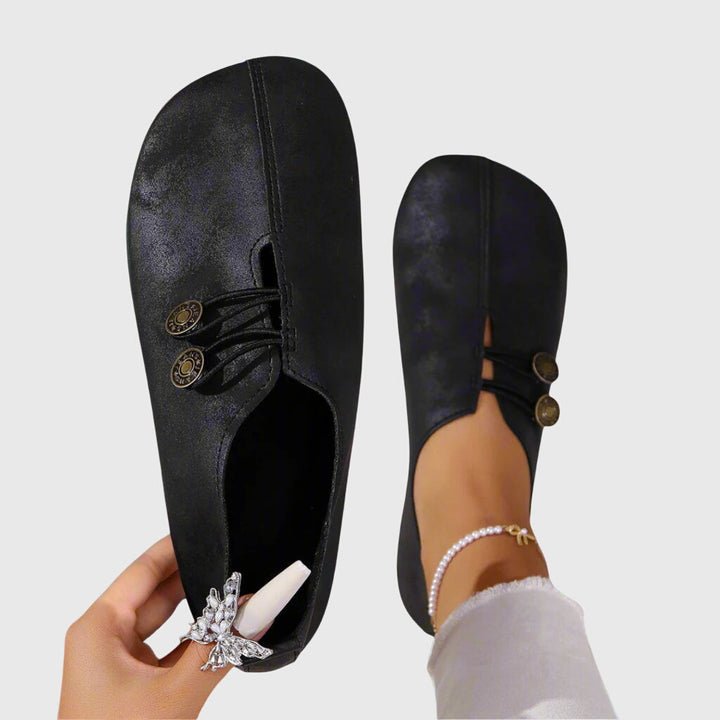 Dagmar | Kvinne vårcasual slip-on flate sko med knapp
