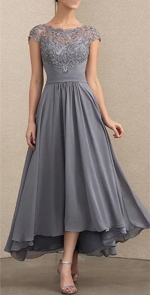 Maja | Elegant Blondekjole for Kvinner Festkjole Chiffon Maxi