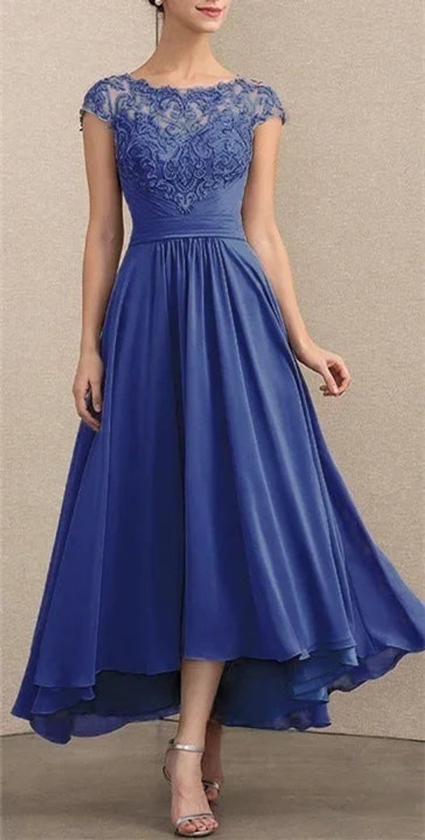 Maja | Elegant Blondekjole for Kvinner Festkjole Chiffon Maxi
