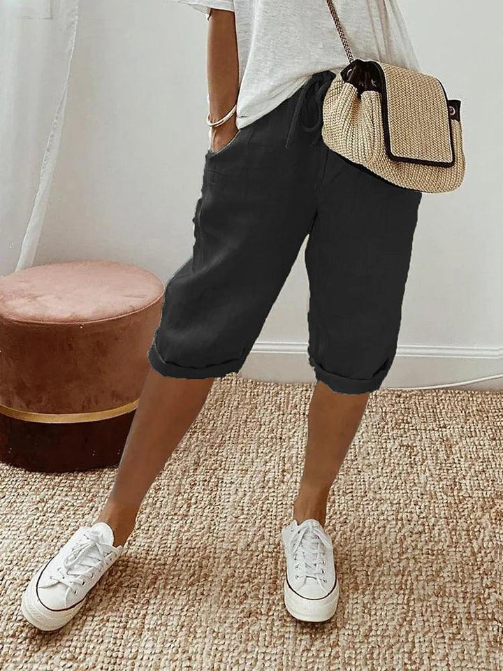 Margit | Casual Capri Bukser med Rullet Kant