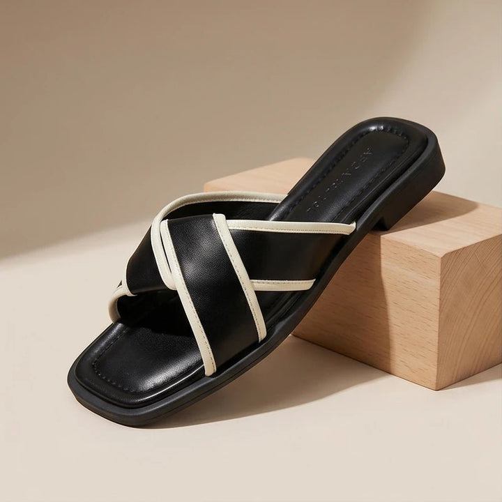 Josefine | Fiskersandaler med Krysstriper for Damer Slip-On Flat