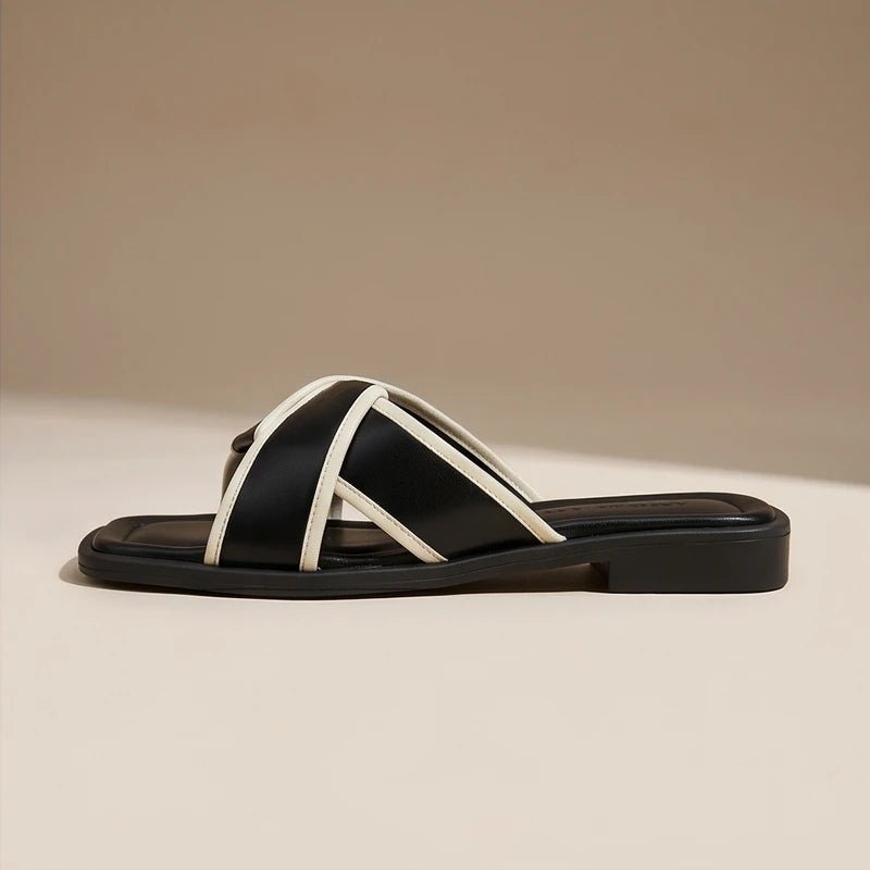 Josefine | Fiskersandaler med Krysstriper for Damer Slip-On Flat
