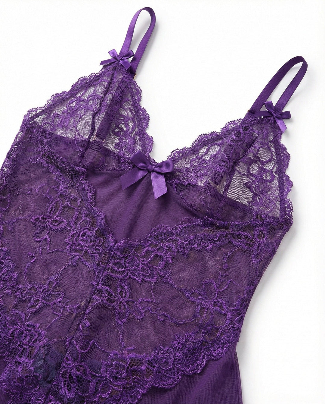 Lea | Transparent Blondekjole Chemise Mesh Blonde Satin G-streng