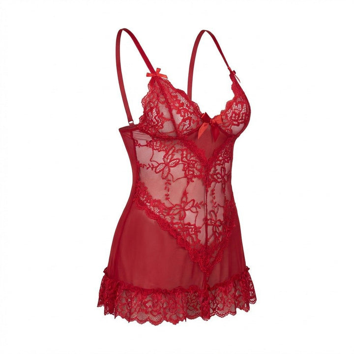 Lea | Transparent Blondekjole Chemise Mesh Blonde Satin G-streng