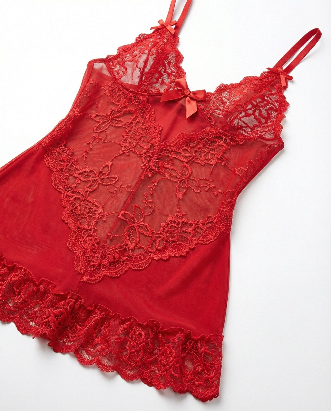 Lea | Transparent Blondekjole Chemise Mesh Blonde Satin G-streng