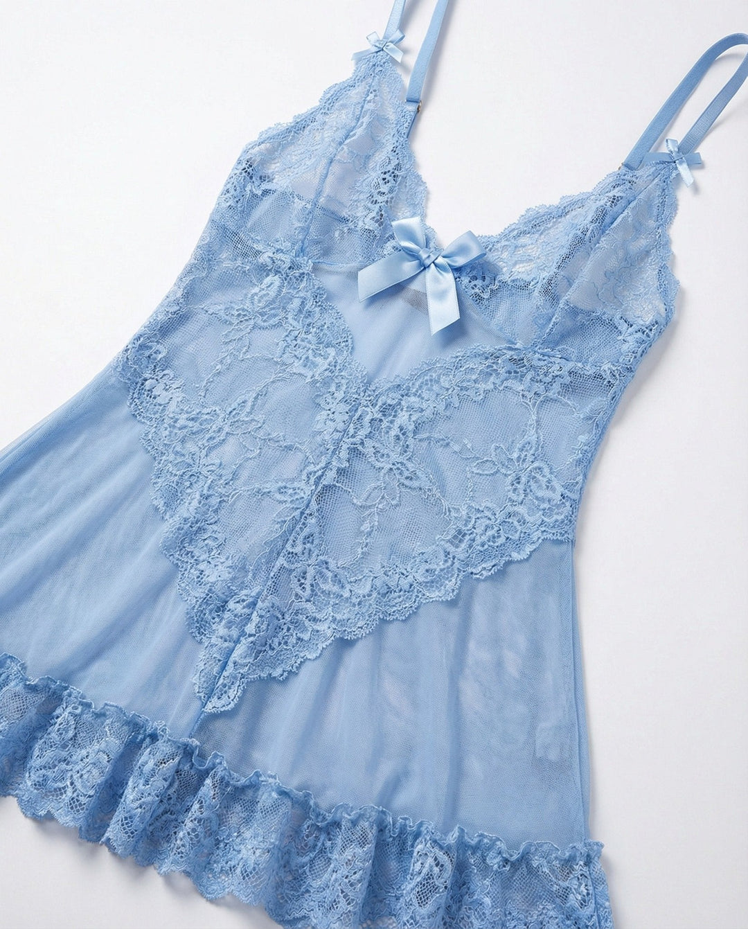 Lea | Transparent Blondekjole Chemise Mesh Blonde Satin G-streng