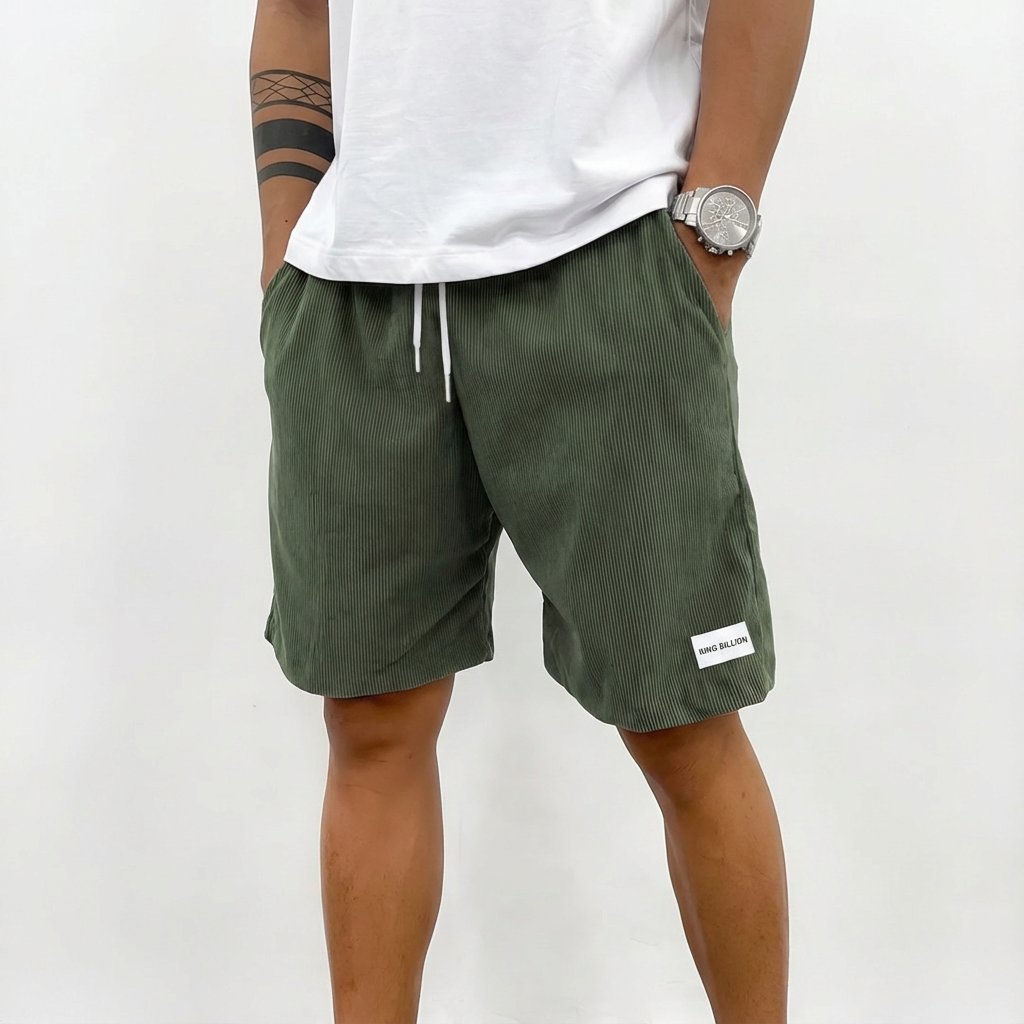 Emil | Herre Relaxed Ribbet Drawstring Knielange Shorts