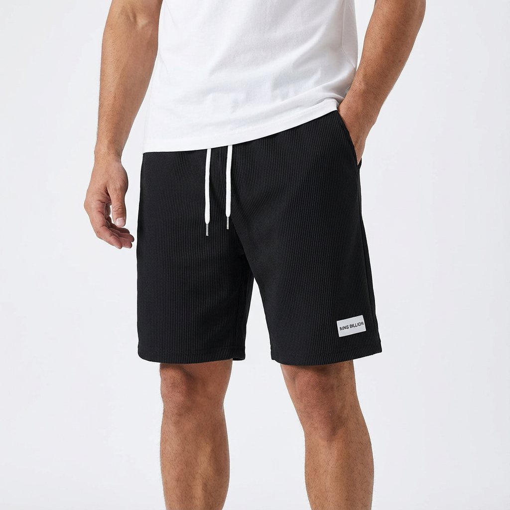 Emil | Herre Relaxed Ribbet Drawstring Knielange Shorts