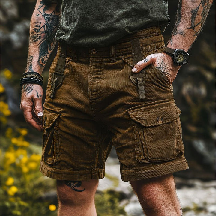 Lucas | Herre Cargo Shorts Corduroy Kneelengde Multifunksjonell