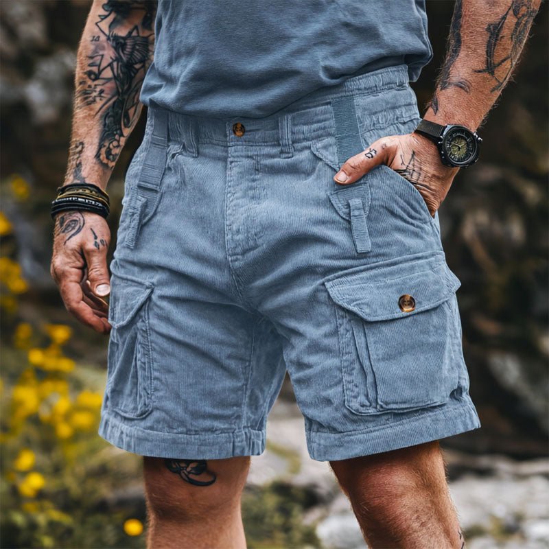 Lucas | Herre Cargo Shorts Corduroy Kneelengde Multifunksjonell
