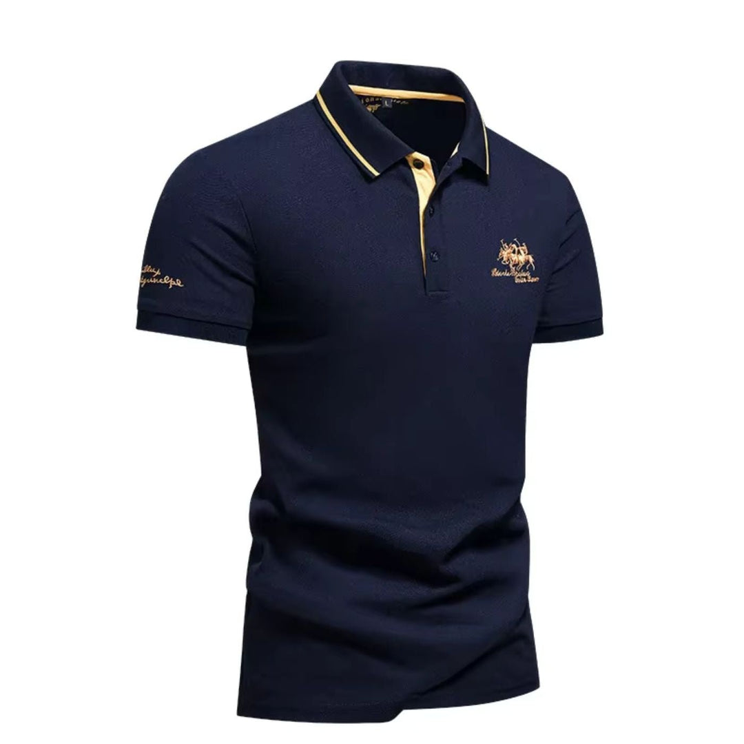 Magnus | Herres kortermet polo skjorte med brodert slim-fit krage
