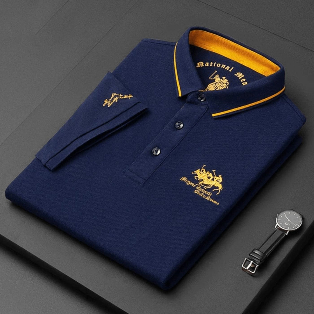 Magnus | Herres kortermet polo skjorte med brodert slim-fit krage