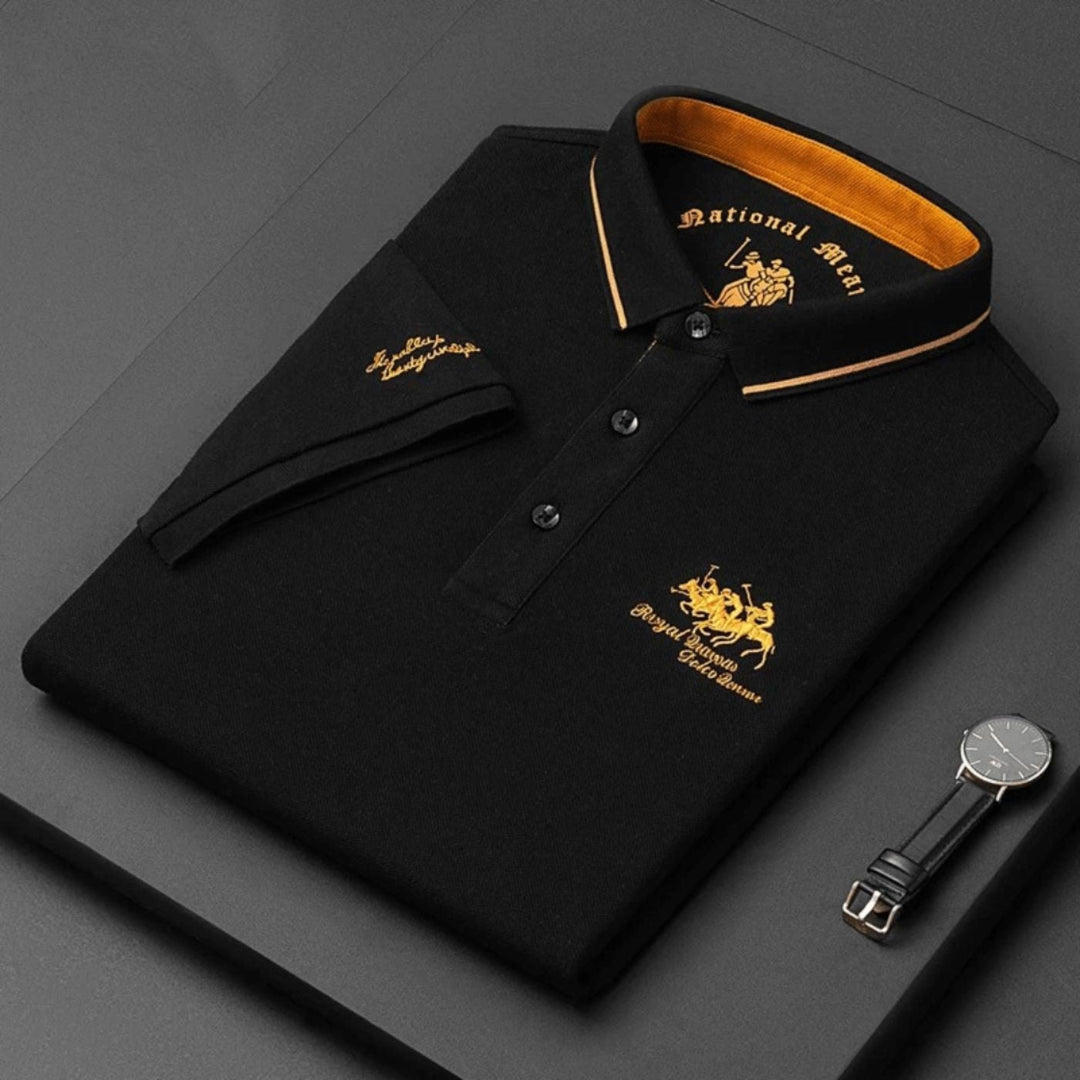 Magnus | Herres kortermet polo skjorte med brodert slim-fit krage