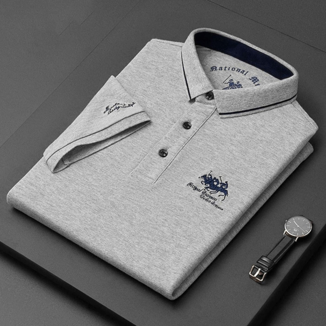 Magnus | Herres kortermet polo skjorte med brodert slim-fit krage