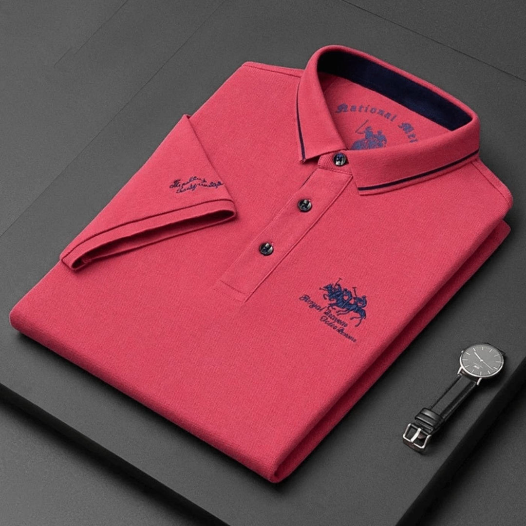 Magnus | Herres kortermet polo skjorte med brodert slim-fit krage