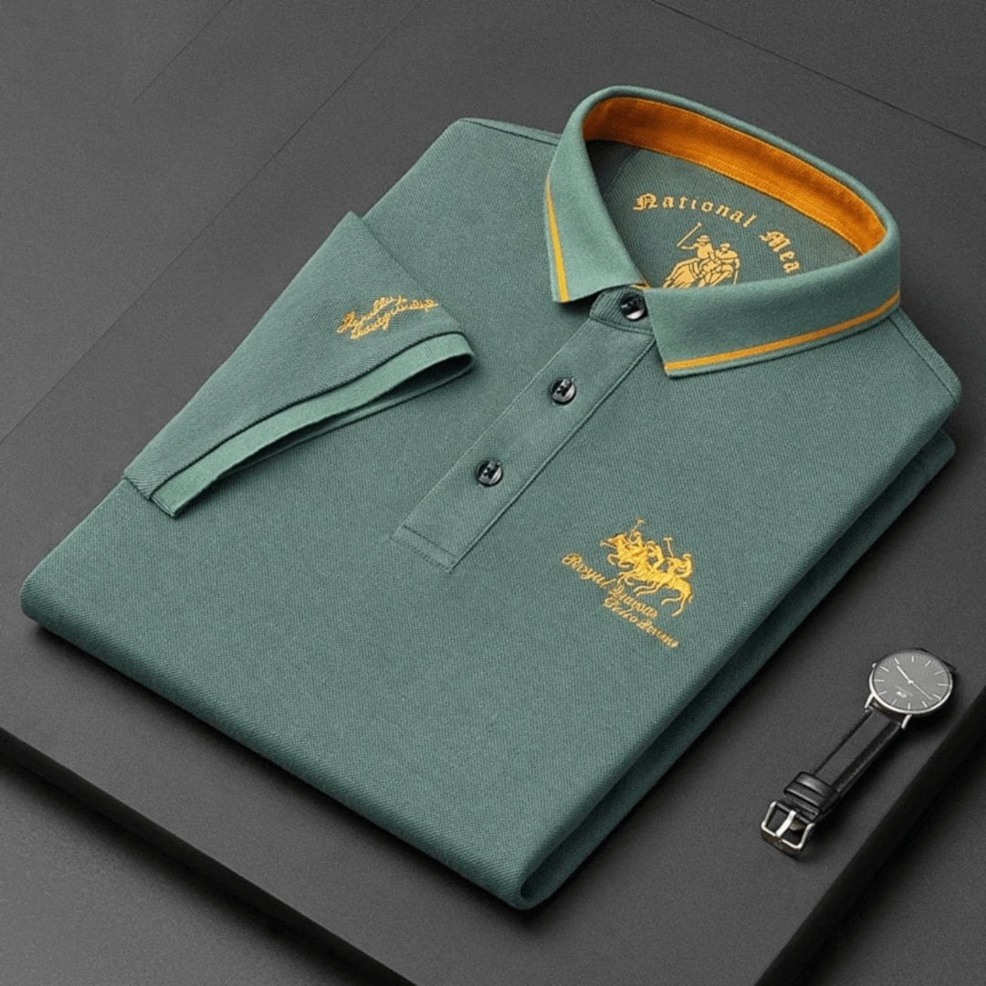 Magnus | Herres kortermet polo skjorte med brodert slim-fit krage