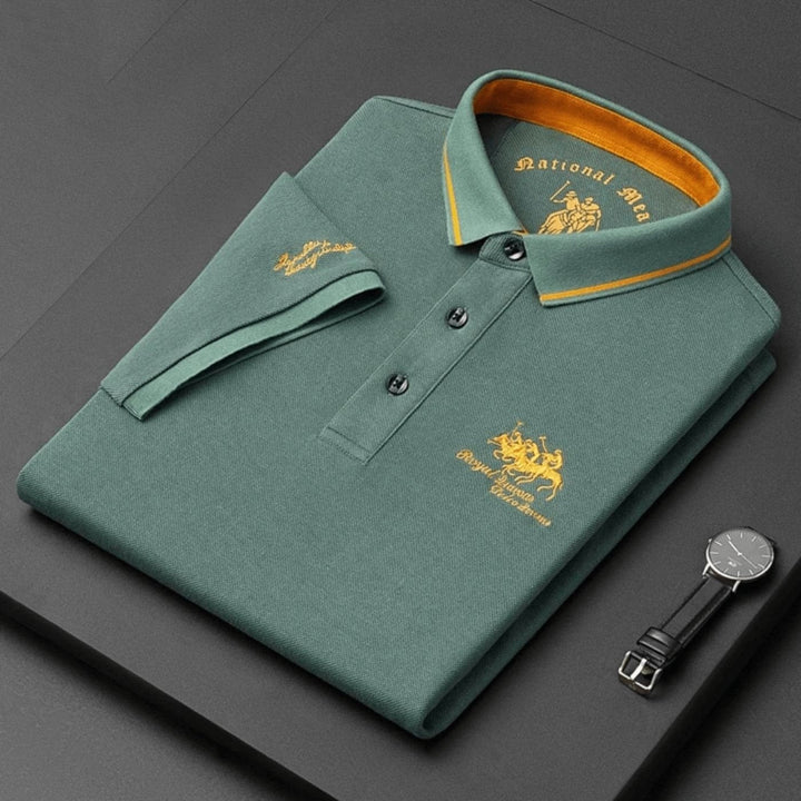 Magnus | Herres kortermet polo skjorte med brodert slim-fit krage