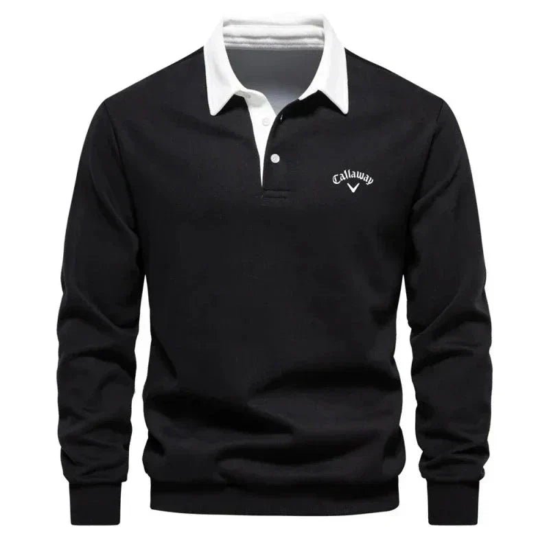 Elias | Herre Langermet Polo Sweatshirt med Kontrastkrage