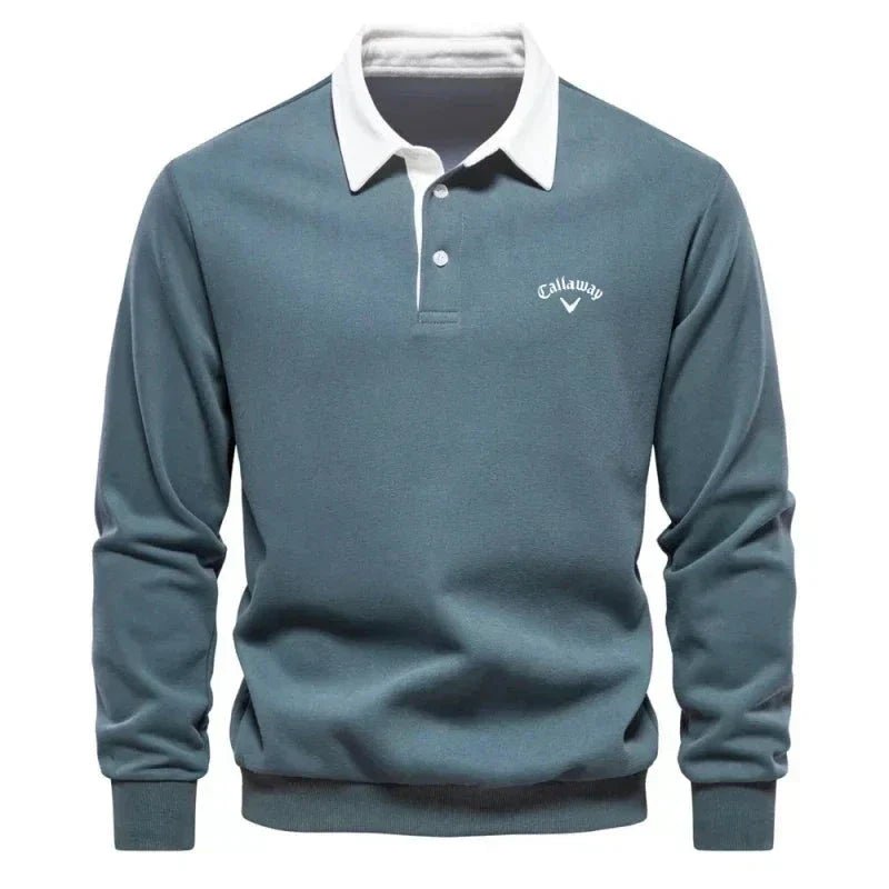 Elias | Herre Langermet Polo Sweatshirt med Kontrastkrage
