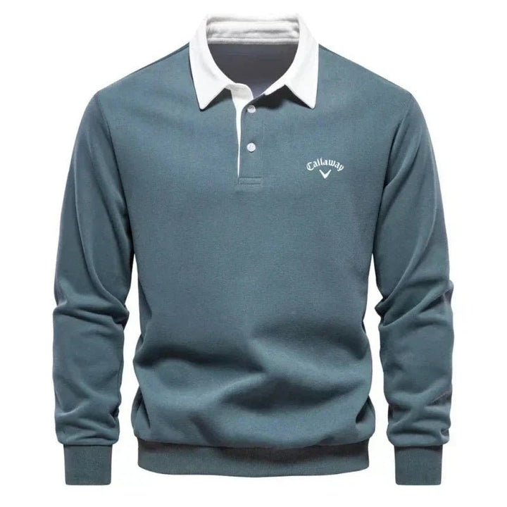 Elias | Herre Langermet Polo Sweatshirt med Kontrastkrage