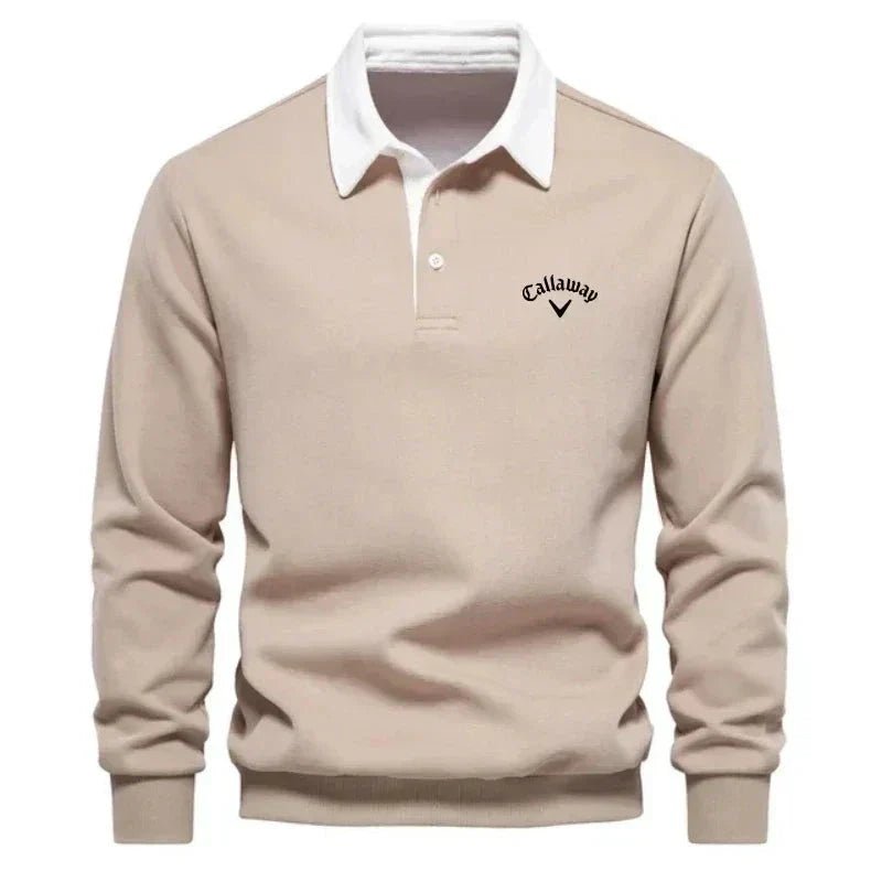 Elias | Herre Langermet Polo Sweatshirt med Kontrastkrage