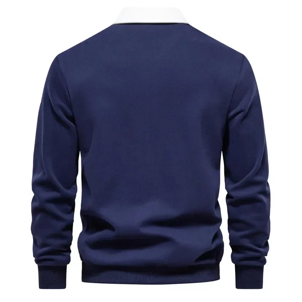 Elias | Herre Langermet Polo Sweatshirt med Kontrastkrage