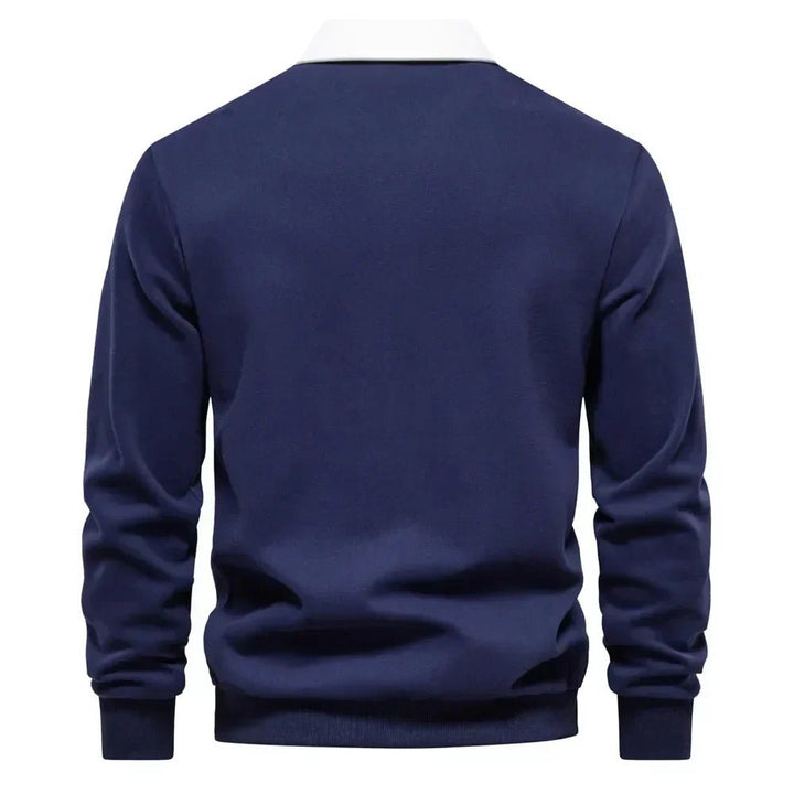 Elias | Herre Langermet Polo Sweatshirt med Kontrastkrage