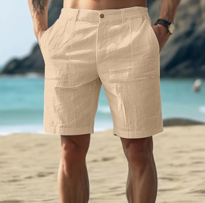Frederik | Herre Linshorts Casual Flat-Front Sommer