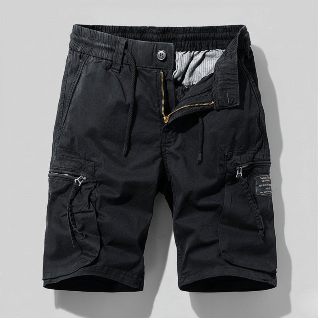 Malthe | Herre Regular-Fit Elastisk Liv Cargo Shorts med Glidelåslommer