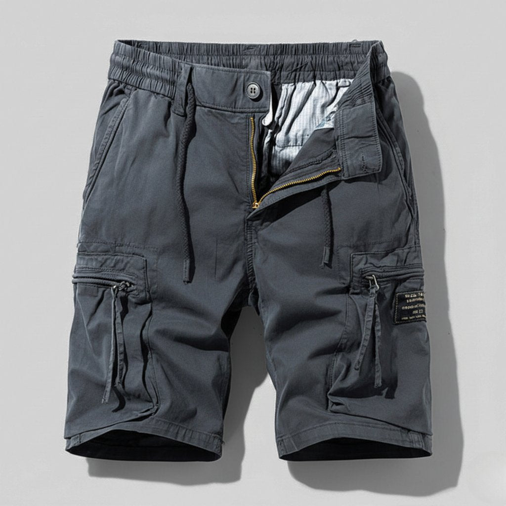 Malthe | Herre Regular-Fit Elastisk Liv Cargo Shorts med Glidelåslommer