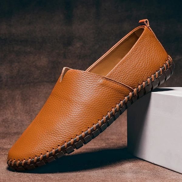 Frederik | Herre Slip-on Pebbled Lær Loafers med Kontraststing