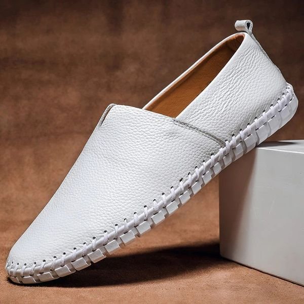 Frederik | Herre Slip-on Pebbled Lær Loafers med Kontraststing